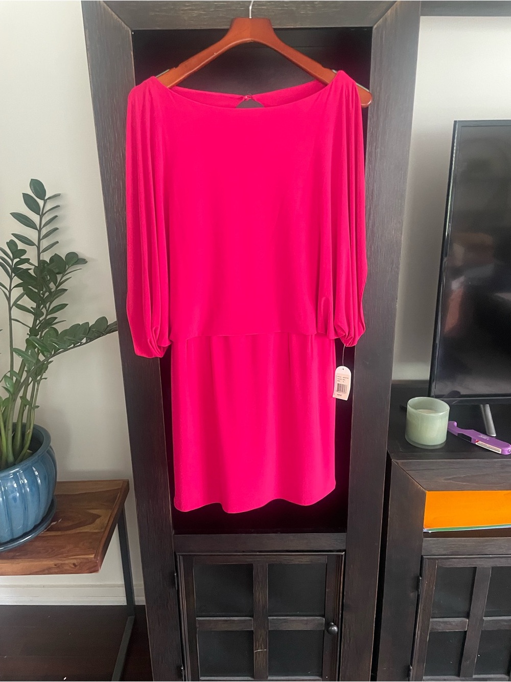 Jessica Simpson Hot Pink Mini Dress with Blouson Sleeves